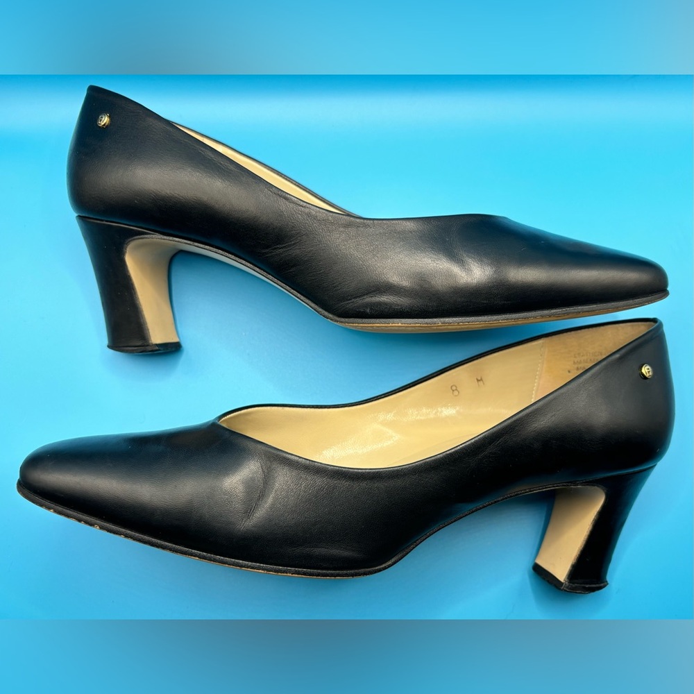 Vintage Etienne Aigner Taylor‎ Black Leather Slip On Pumps Made In Spain Size 8